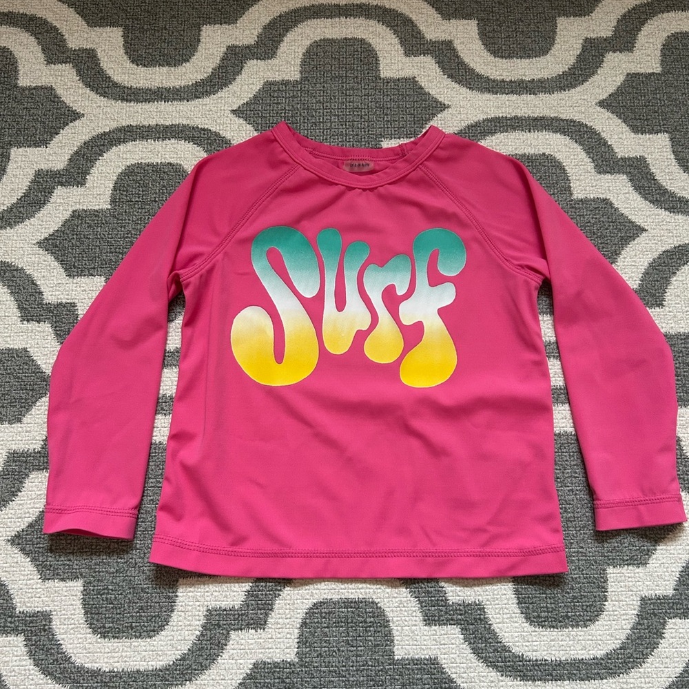 Old Navy Pink and Multicolor Kids Swim Rashguard